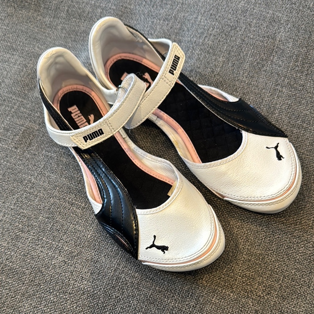 Puma Black and White Dress Shoes with Mary Jane Strap